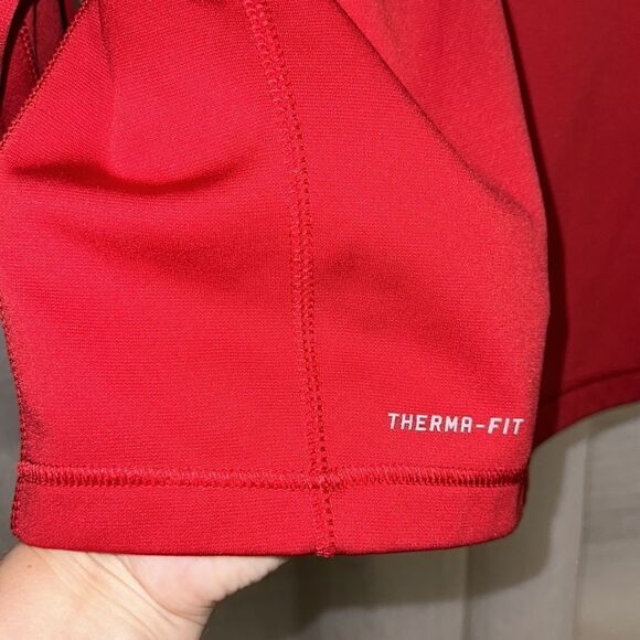 Nike S Therma-Fit Red Quarter Zip Fleece Interior Athletic Pullover Sweatshirt - Picture 6 of 13